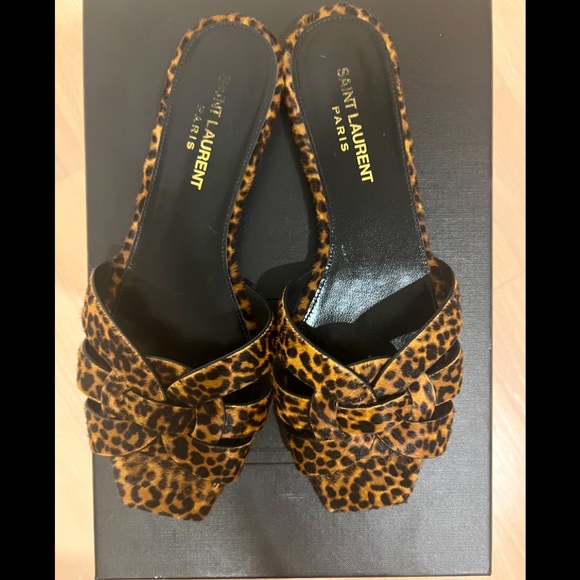 Saint Laurent ‘YSL’ Tribute flats in leopard print size 37 - Picture 1 of 6